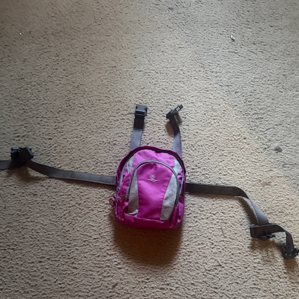 Kids Pink ski harness leash Backpack with Straps
